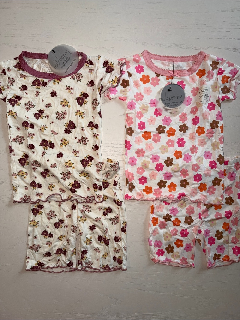 Milkberry Toddler Girl Bamboo Floral Shorts Pajama Set Bundle 3T